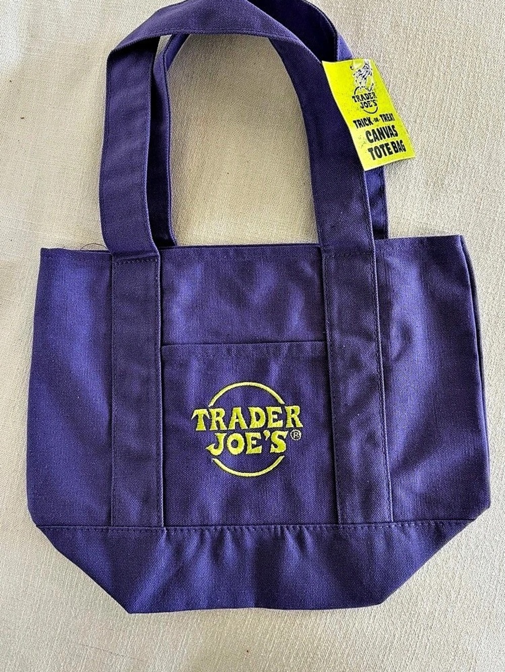 Trader Joe's Trick-or-Treat Mini Canvas Tote Bag Purple